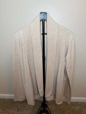 ☀️Cyrus Women's Open Front Shawl Collar Cardigan Beige Size L